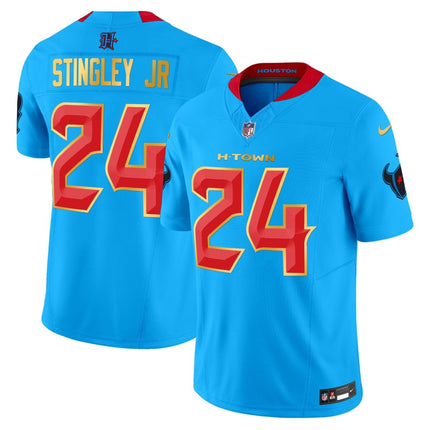 Men's Houston Texans 2024 Gold Trim Vapor Limited Jersey - All Stitched HOUTEX_KDZ - KINDOZY