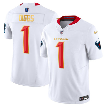 Men's Houston Texans 2024 Gold Trim Vapor Limited Jersey - All Stitched HOUTEX_KDZ - KINDOZY