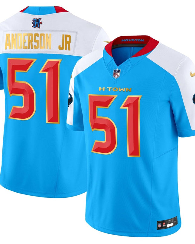 Men's Houston Texans 2024 Gold Trim Vapor Limited Jersey - All Stitched HOUTEX_KDZ - KINDOZY
