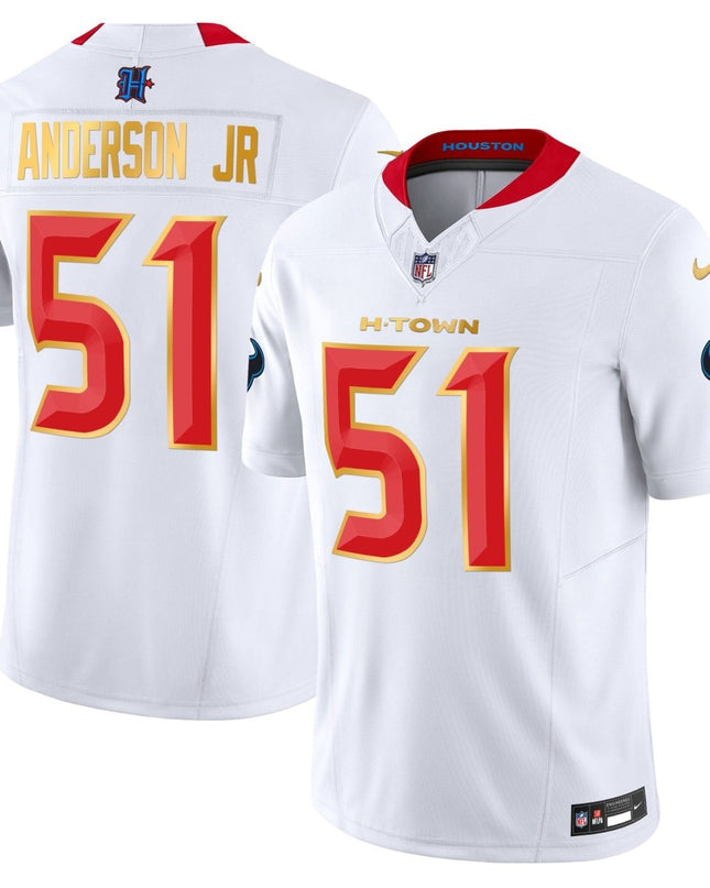 Men's Houston Texans 2024 Gold Trim Vapor Limited Jersey - All Stitched HOUTEX_KDZ - KINDOZY
