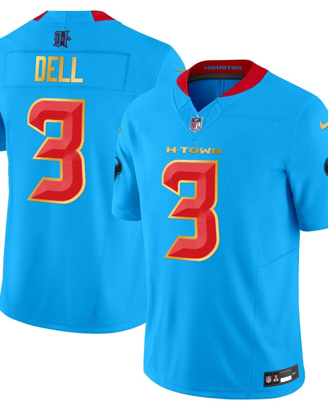 Men's Houston Texans 2024 Gold Trim Vapor Limited Jersey - All Stitched HOUTEX_KDZ - KINDOZY