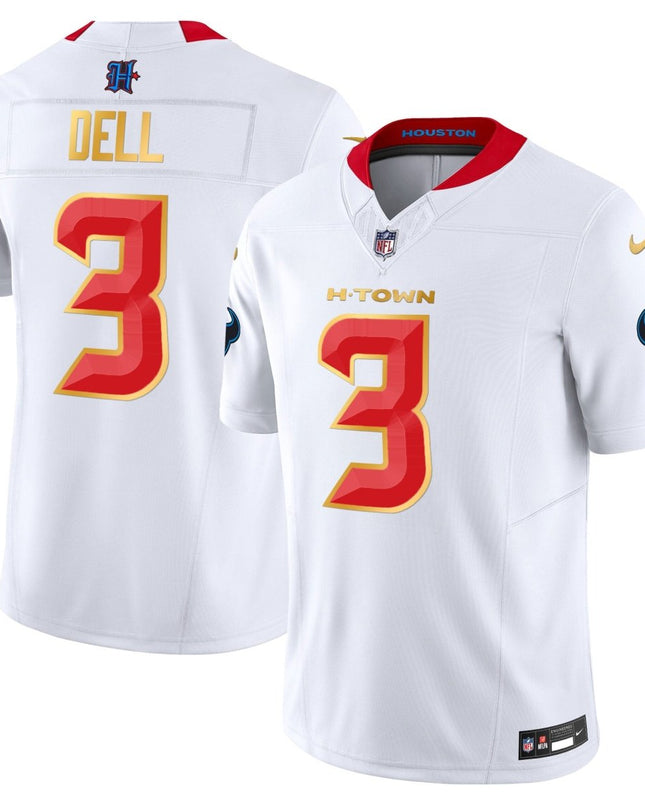 Men's Houston Texans 2024 Gold Trim Vapor Limited Jersey - All Stitched HOUTEX_KDZ - KINDOZY