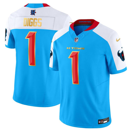 Men's Houston Texans 2024 Gold Trim Vapor Limited Jersey - All Stitched HOUTEX_KDZ - KINDOZY