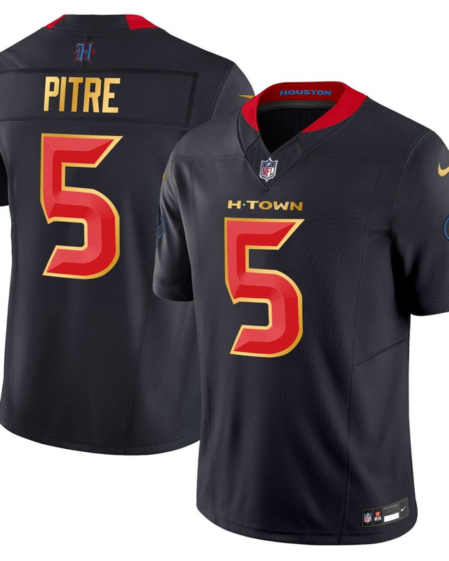 Men's Houston Texans 2024 Gold Trim Vapor Limited Jersey - All Stitched HOUTEX_KDZ - KINDOZY