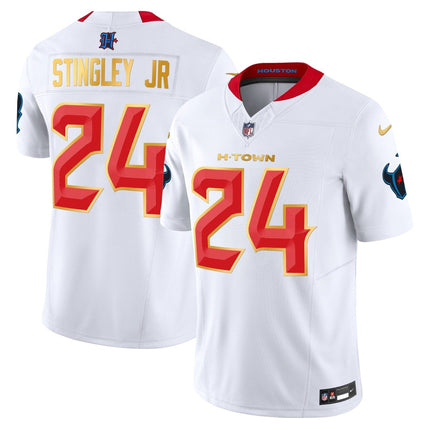 Men's Houston Texans 2024 Gold Trim Vapor Limited Jersey - All Stitched HOUTEX_KDZ - KINDOZY