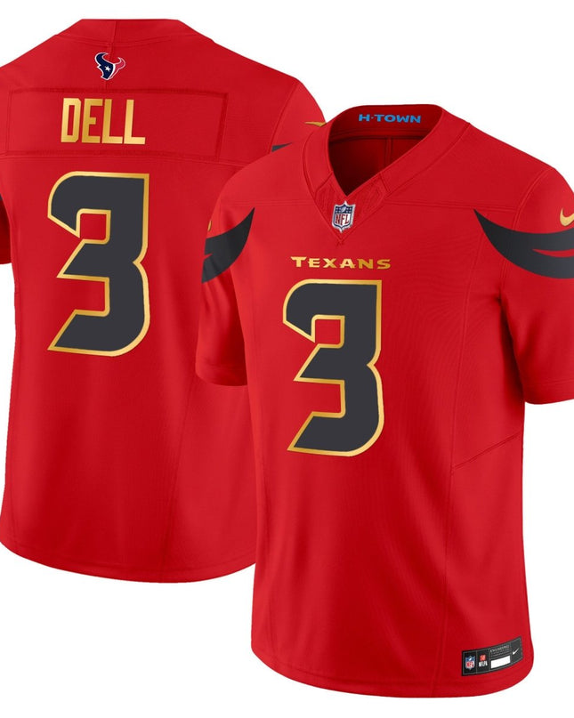 Men's Houston Texans 2024 Gold Trim Vapor Limited Jersey - All Stitched HOUTEX_KDZ - KINDOZY