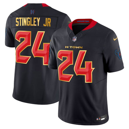 Men's Houston Texans 2024 Gold Trim Vapor Limited Jersey - All Stitched HOUTEX_KDZ - KINDOZY