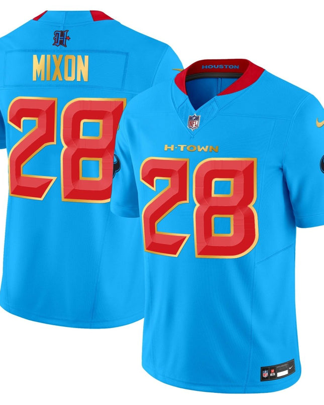Men's Houston Texans 2024 Gold Trim Vapor Limited Jersey - All Stitched HOUTEX_KDZ - KINDOZY