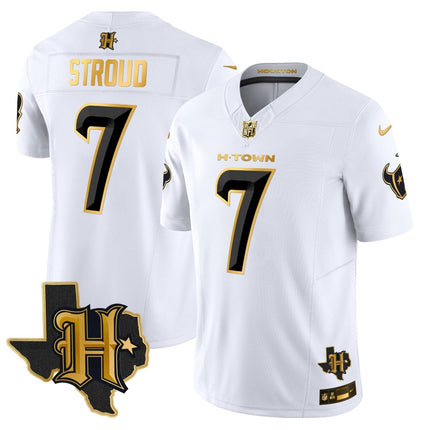 Men's Houston Texans 2024 Texas Patch Gold Vapor Limited Jersey - All Stitched HOUTEX_KDZ - KINDOZY