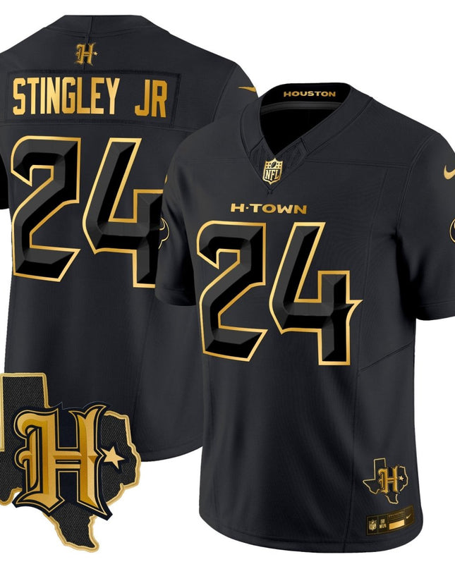 Men's Houston Texans 2024 Texas Patch Gold Vapor Limited Jersey - All Stitched HOUTEX_KDZ - KINDOZY