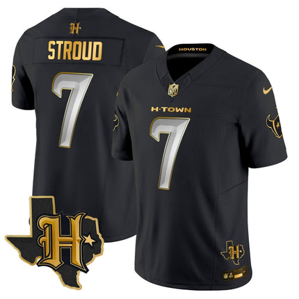 Men's Houston Texans 2024 Texas Patch Gold Vapor Limited Jersey - All Stitched HOUTEX_KDZ - KINDOZY