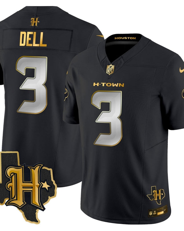 Men's Houston Texans 2024 Texas Patch Gold Vapor Limited Jersey - All Stitched HOUTEX_KDZ - KINDOZY