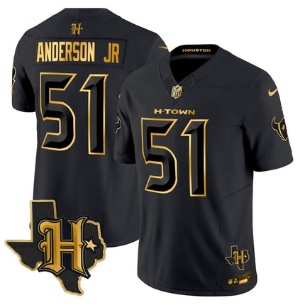 Men's Houston Texans 2024 Texas Patch Gold Vapor Limited Jersey - All Stitched HOUTEX_KDZ - KINDOZY