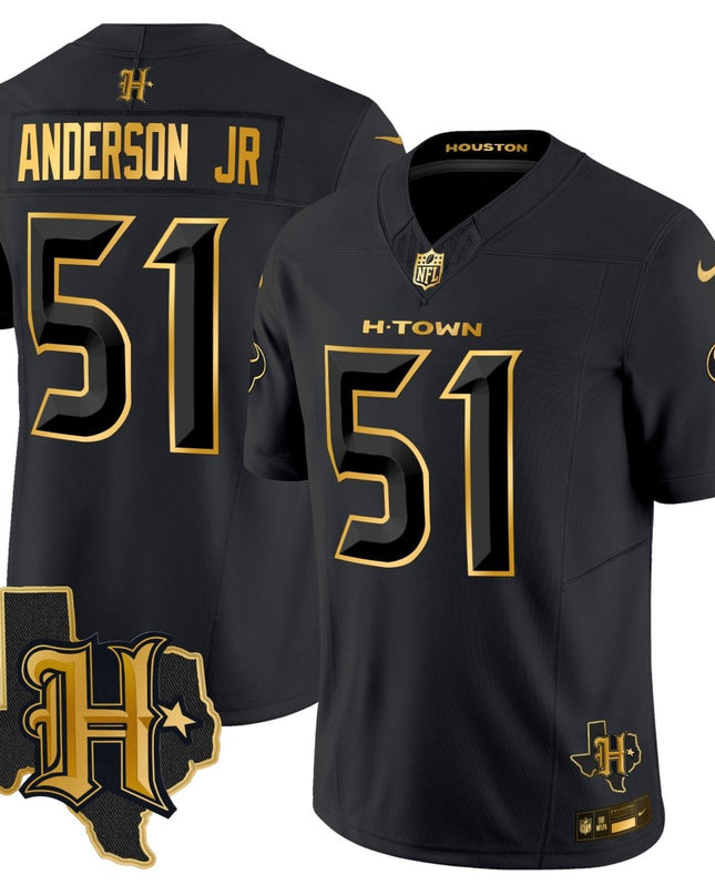 Men's Houston Texans 2024 Texas Patch Gold Vapor Limited Jersey - All Stitched HOUTEX_KDZ - KINDOZY