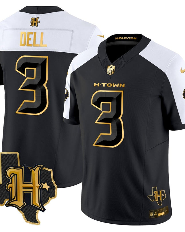 Men's Houston Texans 2024 Texas Patch Gold Vapor Limited Jersey - All Stitched HOUTEX_KDZ - KINDOZY