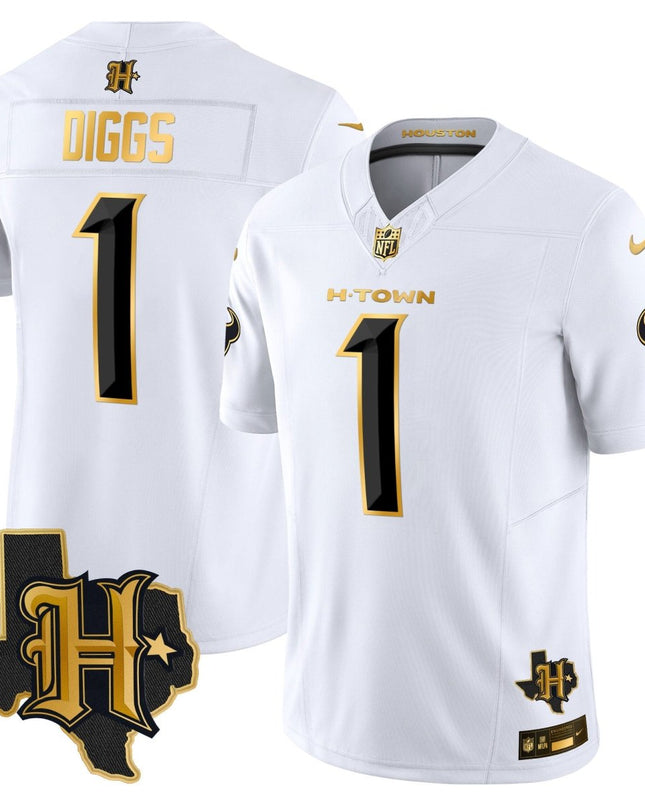 Men's Houston Texans 2024 Texas Patch Gold Vapor Limited Jersey - All Stitched HOUTEX_KDZ - KINDOZY