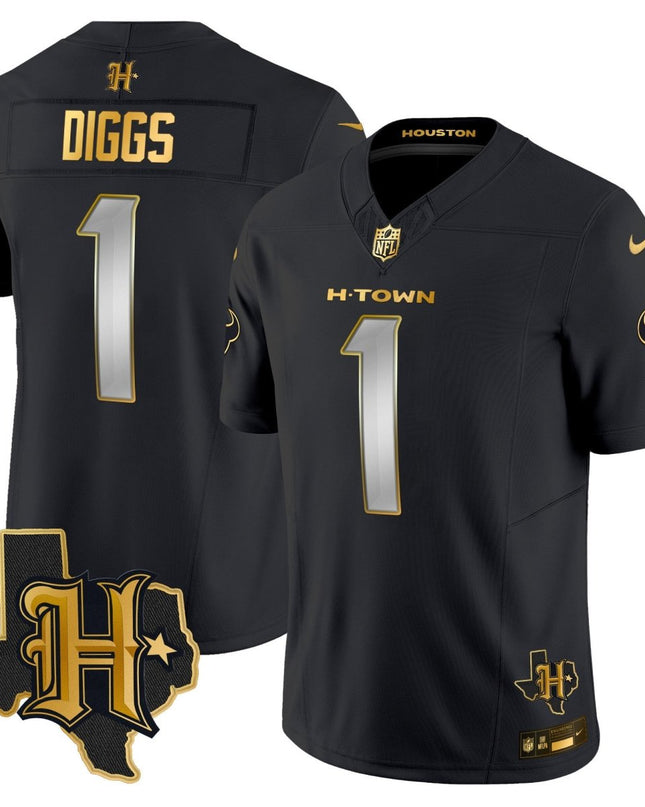 Men's Houston Texans 2024 Texas Patch Gold Vapor Limited Jersey - All Stitched HOUTEX_KDZ - KINDOZY