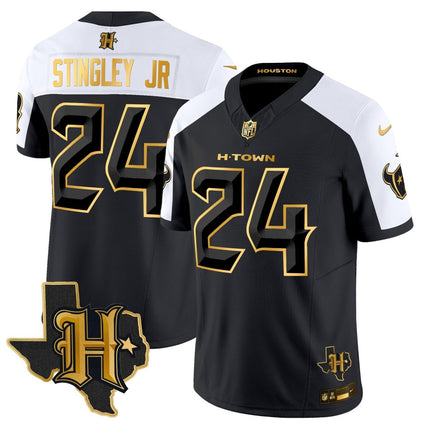 Men's Houston Texans 2024 Texas Patch Gold Vapor Limited Jersey - All Stitched HOUTEX_KDZ - KINDOZY