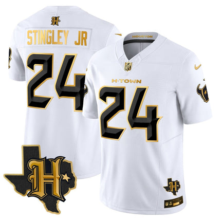 Men's Houston Texans 2024 Texas Patch Gold Vapor Limited Jersey - All Stitched HOUTEX_KDZ - KINDOZY