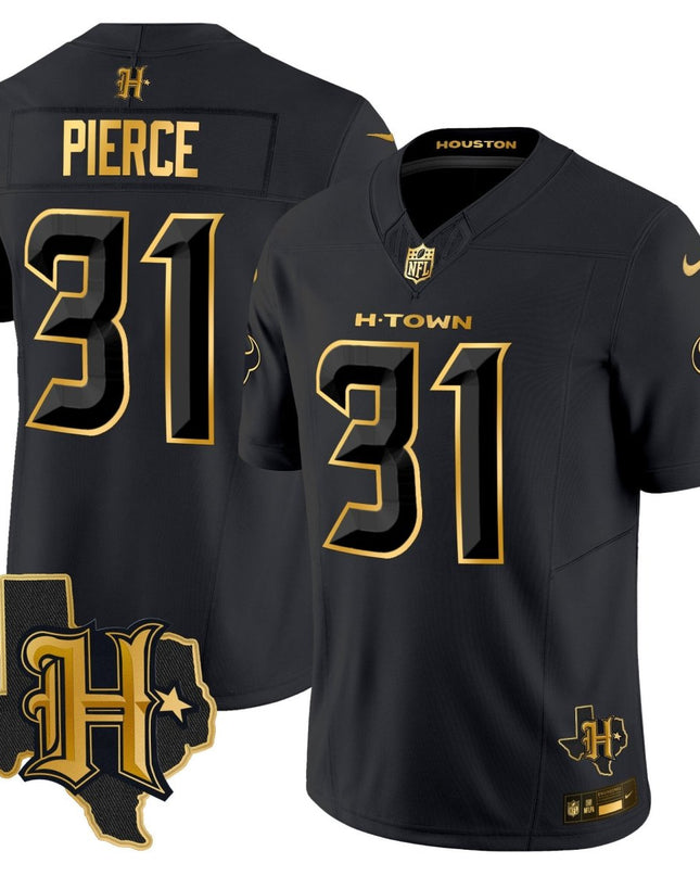 Men's Houston Texans 2024 Texas Patch Gold Vapor Limited Jersey - All Stitched HOUTEX_KDZ - KINDOZY