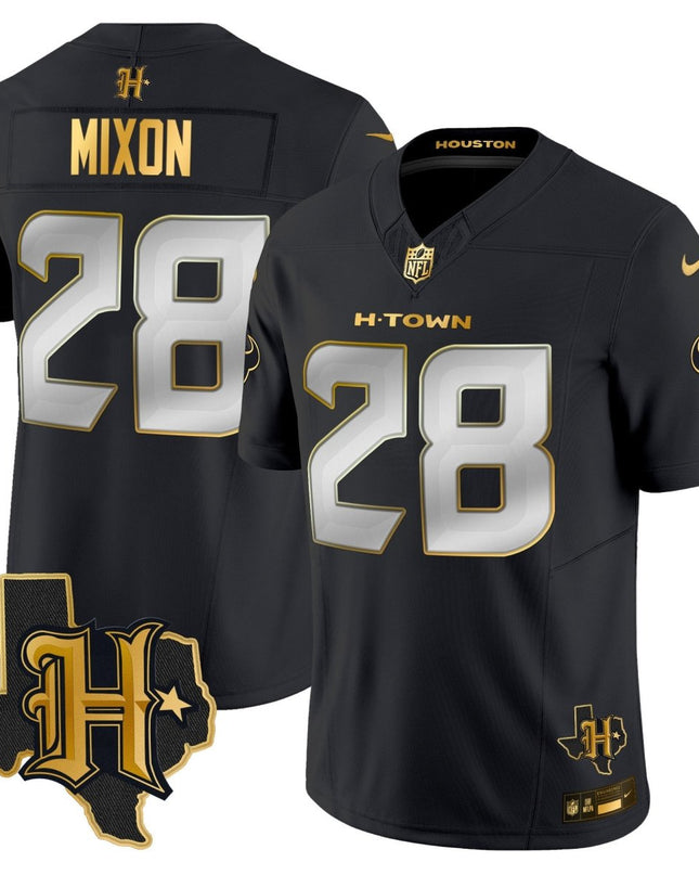 Men's Houston Texans 2024 Texas Patch Gold Vapor Limited Jersey - All Stitched HOUTEX_KDZ - KINDOZY