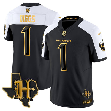 Men's Houston Texans 2024 Texas Patch Gold Vapor Limited Jersey - All Stitched HOUTEX_KDZ - KINDOZY