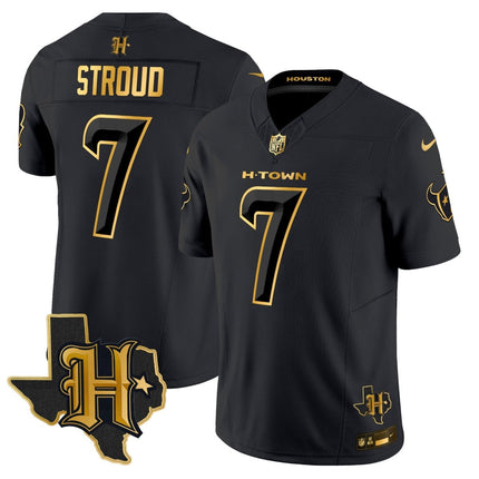 Men's Houston Texans 2024 Texas Patch Gold Vapor Limited Jersey - All Stitched HOUTEX_KDZ - KINDOZY