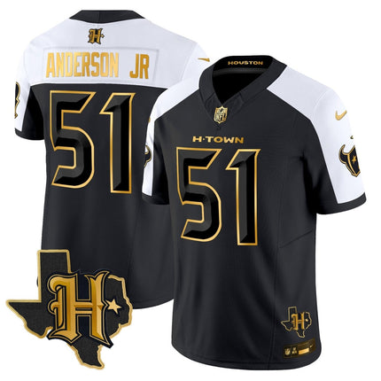 Men's Houston Texans 2024 Texas Patch Gold Vapor Limited Jersey - All Stitched HOUTEX_KDZ - KINDOZY