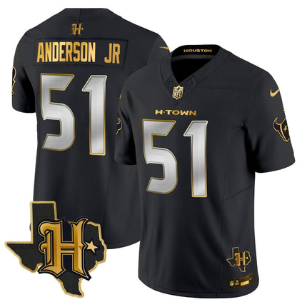 Men's Houston Texans 2024 Texas Patch Gold Vapor Limited Jersey - All Stitched HOUTEX_KDZ - KINDOZY