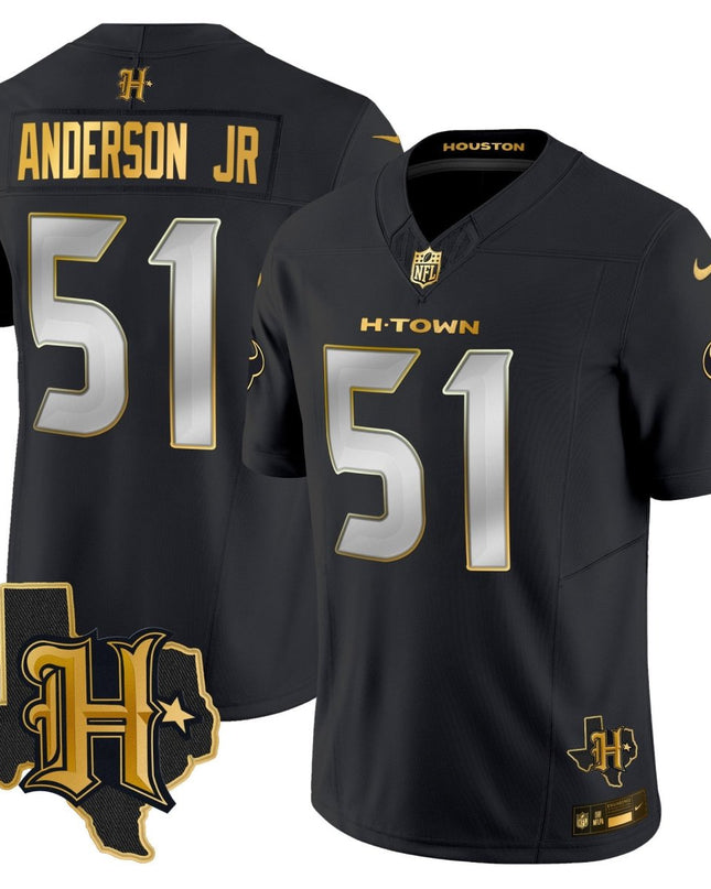 Men's Houston Texans 2024 Texas Patch Gold Vapor Limited Jersey - All Stitched HOUTEX_KDZ - KINDOZY