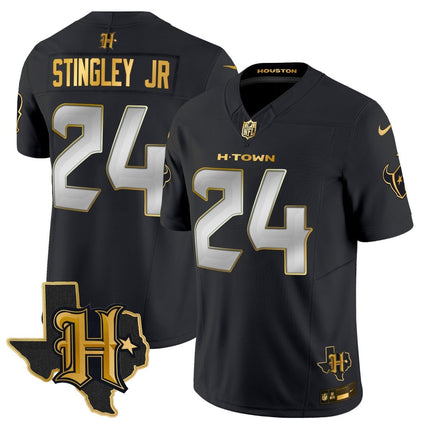 Men's Houston Texans 2024 Texas Patch Gold Vapor Limited Jersey - All Stitched HOUTEX_KDZ - KINDOZY