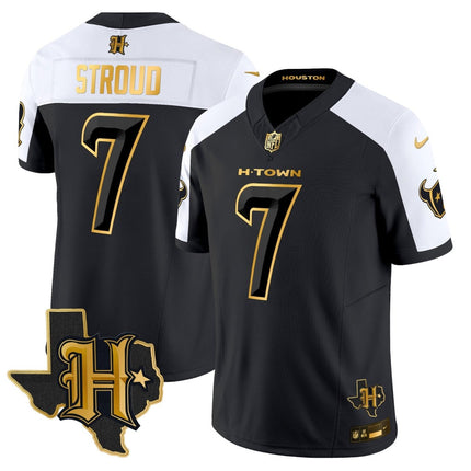Men's Houston Texans 2024 Texas Patch Gold Vapor Limited Jersey - All Stitched HOUTEX_KDZ - KINDOZY
