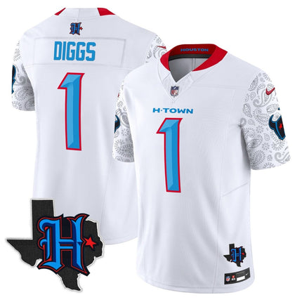 Men's Houston Texans 2024 Texas Patch Vapor Limited Jersey V4 - All Stitched HOUTEX_KDZ - KINDOZY