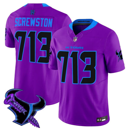 Men's Houston Texans 2025 DJ Screw Vapor Limited Jersey - All Stitched HOUTEX_KDZ - KINDOZY