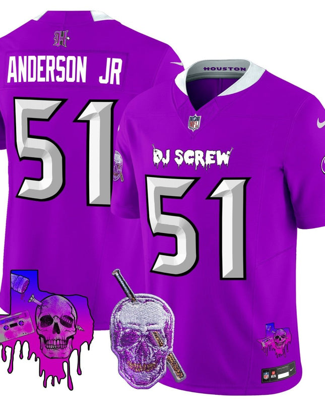 Men's Houston Texans DJ Screw Vapor Limited Jersey - All Stitched HOUTEX_KDZ - KINDOZY