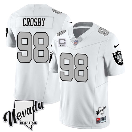 Men's Las Vegas Raiders 2023 Nevada Sliver State Patch Jersey - All Stitched LVRAI_KDZ - KINDOZY