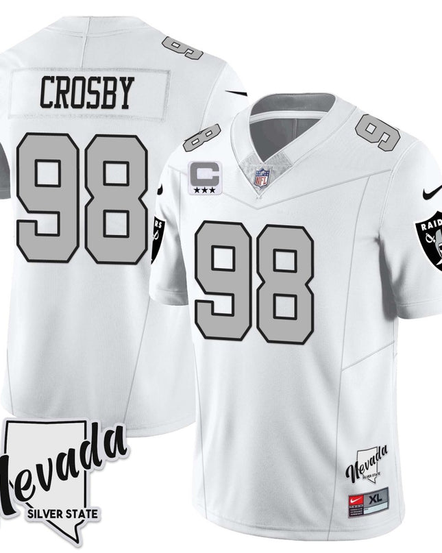 Men's Las Vegas Raiders 2023 Nevada Sliver State Patch Jersey - All Stitched LVRAI_KDZ - KINDOZY