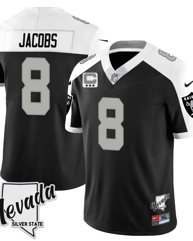 Men's Las Vegas Raiders 2023 Nevada Sliver State Patch Jersey - All Stitched LVRAI_KDZ - KINDOZY