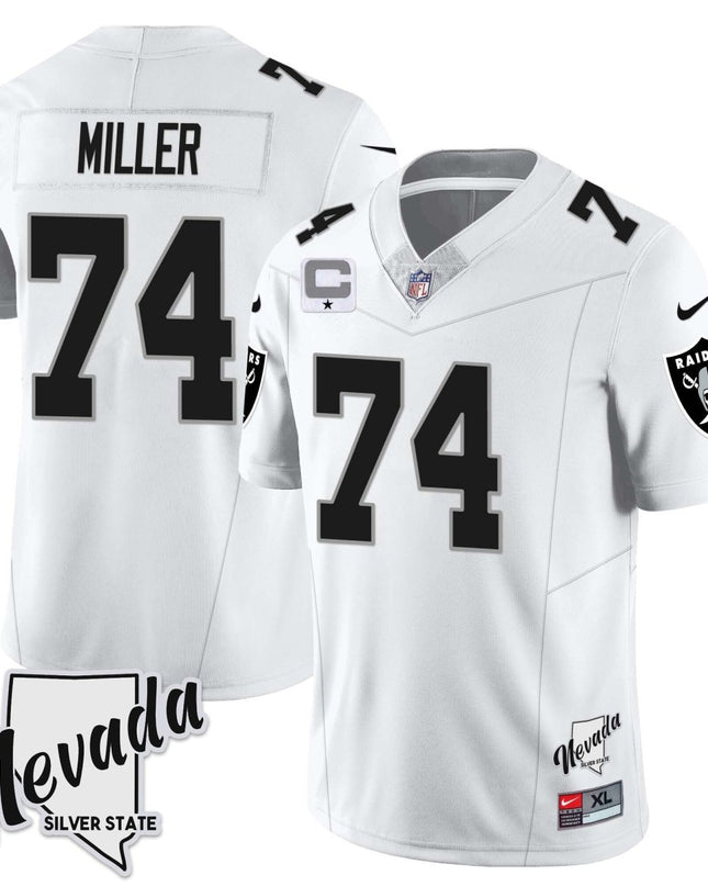 Men's Las Vegas Raiders 2023 Nevada Sliver State Patch Jersey - All Stitched LVRAI_KDZ - KINDOZY