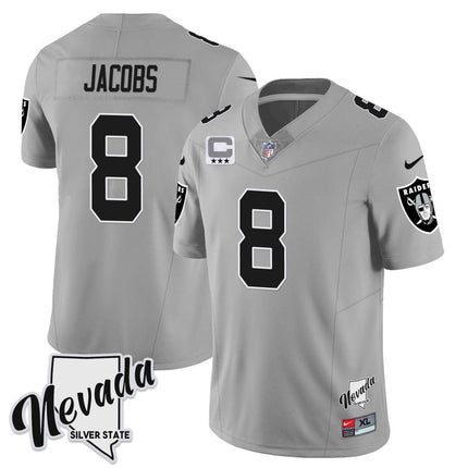 Men's Las Vegas Raiders 2023 Nevada Sliver State Patch Jersey - All Stitched LVRAI_KDZ - KINDOZY