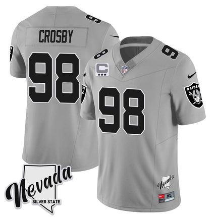 Men's Las Vegas Raiders 2023 Nevada Sliver State Patch Jersey - All Stitched LVRAI_KDZ - KINDOZY