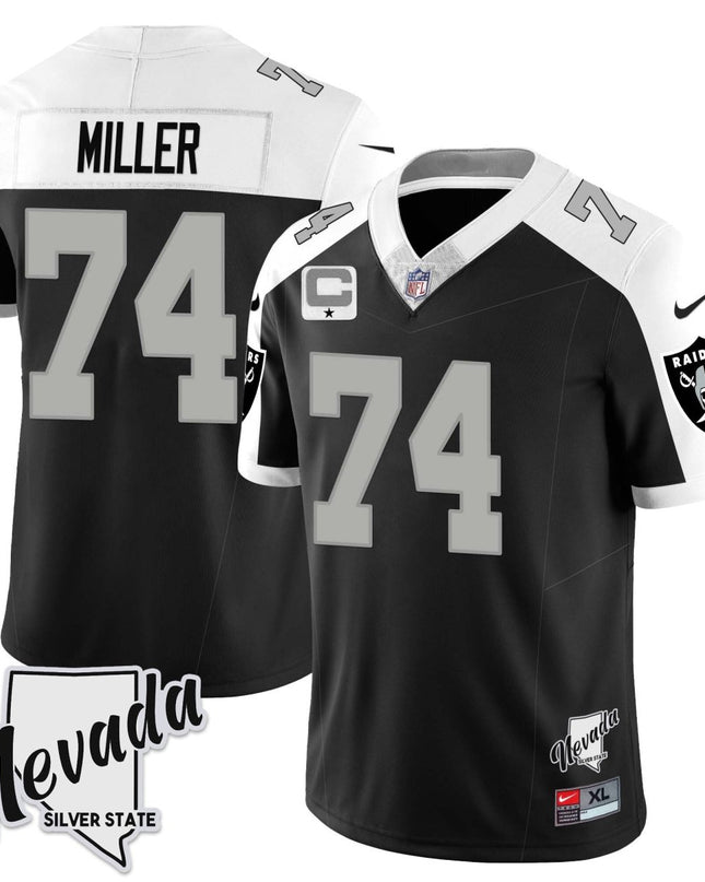 Men's Las Vegas Raiders 2023 Nevada Sliver State Patch Jersey - All Stitched LVRAI_KDZ - KINDOZY