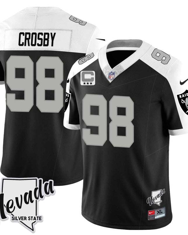 Men's Las Vegas Raiders 2023 Nevada Sliver State Patch Jersey - All Stitched LVRAI_KDZ - KINDOZY
