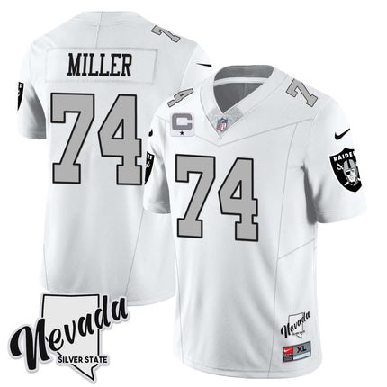 Men's Las Vegas Raiders 2023 Nevada Sliver State Patch Jersey - All Stitched LVRAI_KDZ - KINDOZY