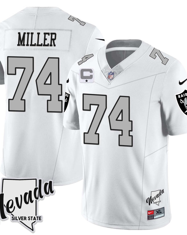 Men's Las Vegas Raiders 2023 Nevada Sliver State Patch Jersey - All Stitched LVRAI_KDZ - KINDOZY
