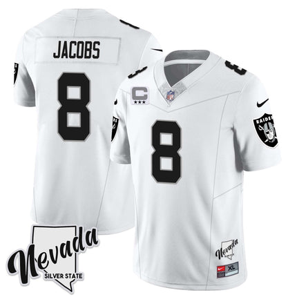 Men's Las Vegas Raiders 2023 Nevada Sliver State Patch Jersey - All Stitched LVRAI_KDZ - KINDOZY