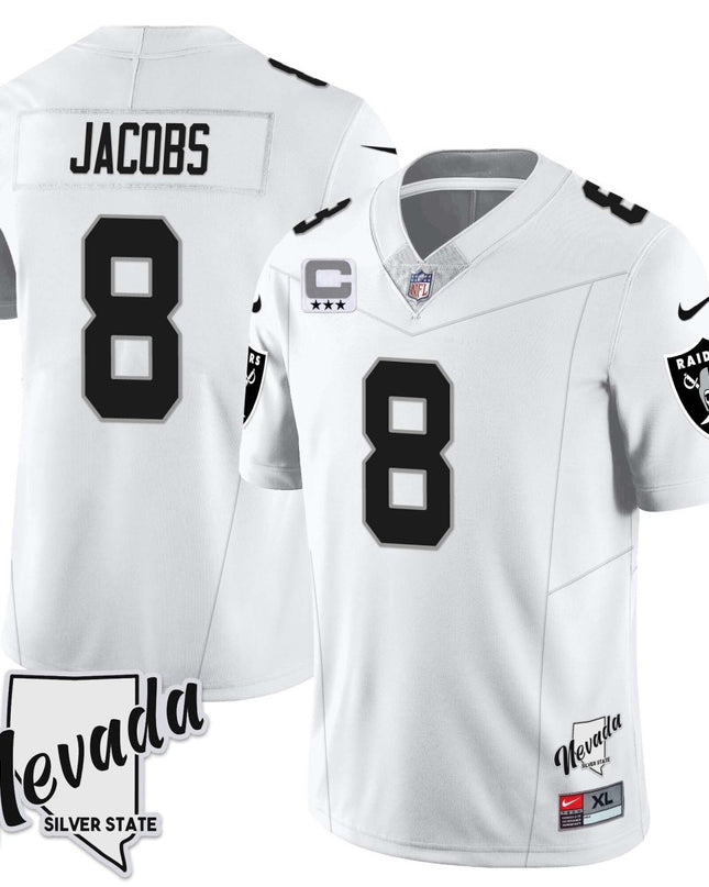 Men's Las Vegas Raiders 2023 Nevada Sliver State Patch Jersey - All Stitched LVRAI_KDZ - KINDOZY