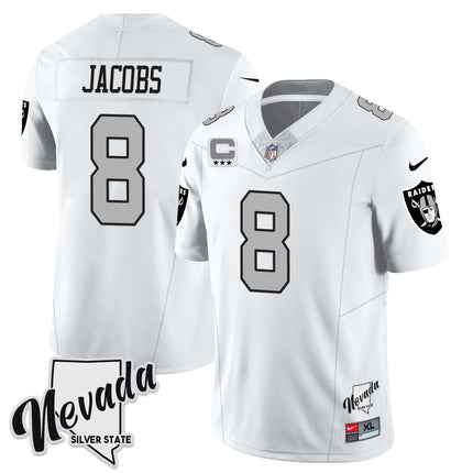 Men's Las Vegas Raiders 2023 Nevada Sliver State Patch Jersey - All Stitched LVRAI_KDZ - KINDOZY