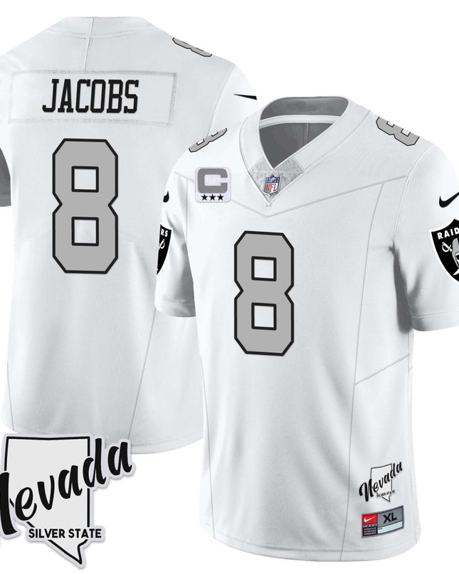 Men's Las Vegas Raiders 2023 Nevada Sliver State Patch Jersey - All Stitched LVRAI_KDZ - KINDOZY