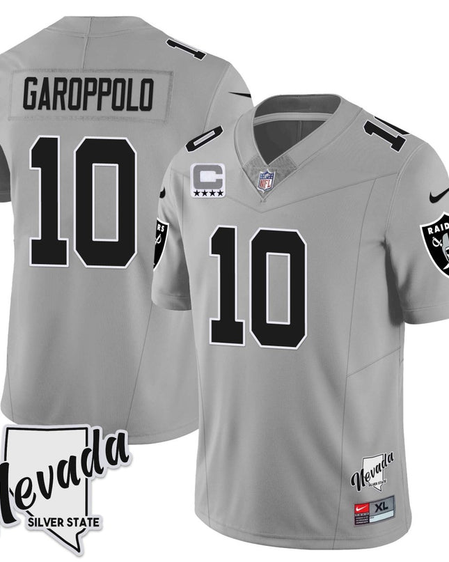 Men's Las Vegas Raiders 2023 Nevada Sliver State Patch Jersey - All Stitched LVRAI_KDZ - KINDOZY